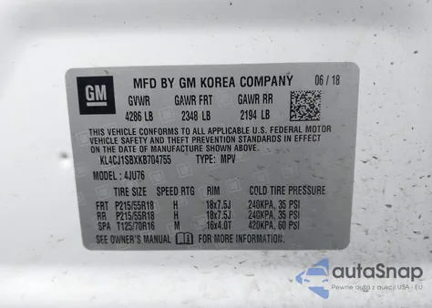 2019 Buick Encore Fwd Sport Touring z USA, uszkodzony, nr VIN KL4CJ1SBXKB704755